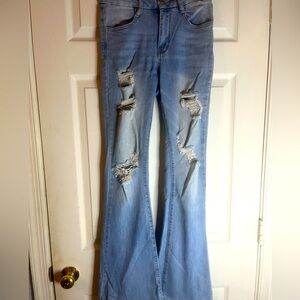 Light wash flare jeans